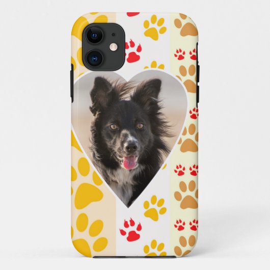 縁どCollie Paw Print Loveハート Case-Mate iPhoneケース (裏面)
