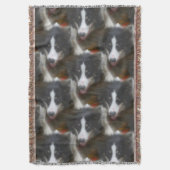 縁どCollie Stelears Dog Pattern スローブランケット (正面縦)