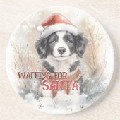 縁どCollie Waiting For Santa Water コースター (正面)