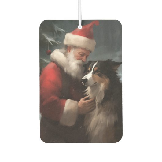 縁どCollie With Santa Clausフェスティバル カーエアーフレッシュナー (正面)