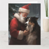 縁どCollie With Santa Clausフェスティバル カード (正面)