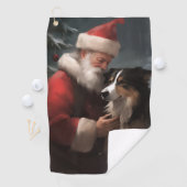 縁どCollie With Santa Clausフェスティバル ゴルフタオル (インサイチュ)
