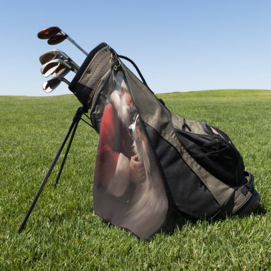 縁どCollie With Santa Clausフェスティバル ゴルフタオル (グリーン)