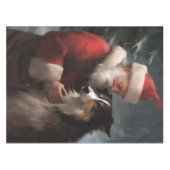 縁どCollie With Santa Clausフェスティバル テーブルクロス (正面(横))