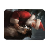 縁どCollie With Santa Clausフェスティバル マグネット (横)