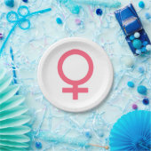 縁のピンクの金星の記号 ペーパープレート (パーティー)