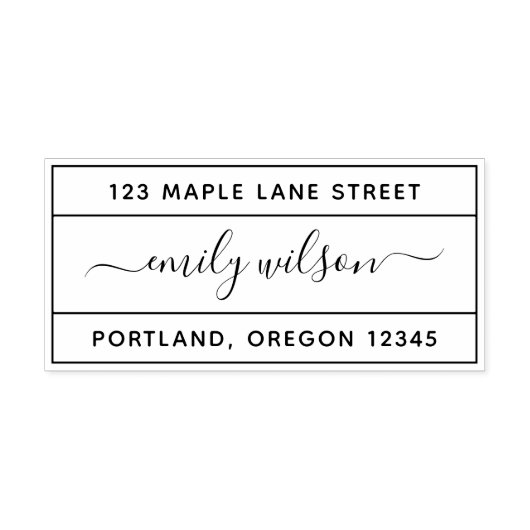 縁付きカリグラフィー スクリプト ネーム 返送先住所 セルフインキングスタンプ (デザイン)