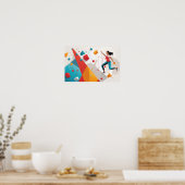 縁取りバックグラウンドの女性 ポスター (キッチン)