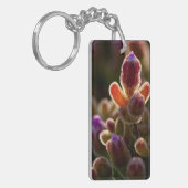 縁取り付きのバックライトで輝くカラフルな多肉植物の花のつぼみ キーホルダー (正面左)
