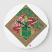 縁起の良いグループ松竹梅を一緒に ラージ壁時計 (正面)