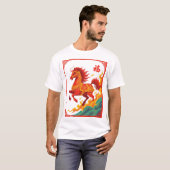 縁起の良い中国の火の馬 Tシャツ (正面フル)