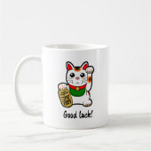縁起の良い日本のかわいい招き猫 コーヒーマグカップ (左)