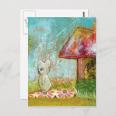 縁起の良い日 ファンタジーな森のネズミ フォークアート ポストカード (正面/裏面)
