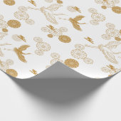 縁起の良い金色の日本の鶴模様 ラッピングペーパー (角)
