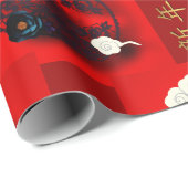 縁起の良い雲ダークブルータイガー紙切り花 ラッピングペーパー (ロールコーナー)