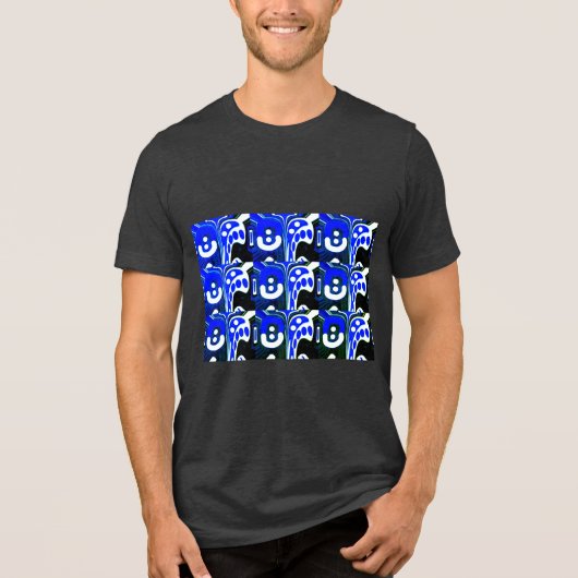 縁起の良い青と白のサインでお祭り気分 トライブレンドTシャツ (正面)