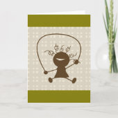 縄跳びグリーティングカードを持った女の子 カード (正面)