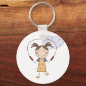 縄跳びTシャツとギフトを手に入れる少女 キーホルダー (正面)