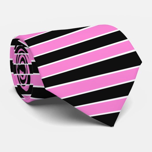 縞で飾ります: 黒及びピンク ネクタイ (ロール)
