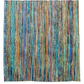 縞で飾り、玉が付きます シャワーカーテン (正面)