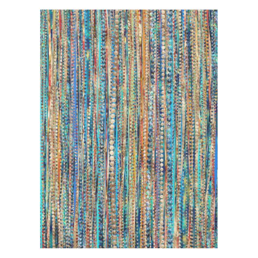 縞で飾り、玉が付きます テーブルクロス (正面)