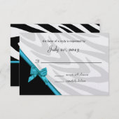 縞模様と青いリボン/応答カード 出欠カード (正面/裏面)