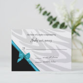 縞模様と青いリボン/応答カード 出欠カード (スタンド正面)