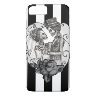 縞模様のスケルトン ラブ カップル 結婚 ダンス iPhone 8 PLUS/7 PLUSケース