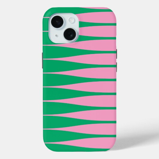 縞模様のピンクとグリーンのiPhoneケース Case-Mate iPhoneケース (裏面)