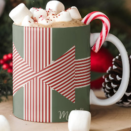縞模様のリボンの大きなリボン コーヒーマグカップ