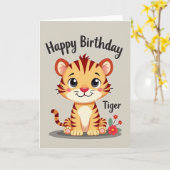 縞模様の子猫の誕生日カード カード (黄色い花)