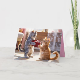縞模様の子猫バレンタインデーカード シーズンカード