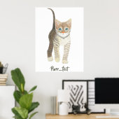 縞模様の子猫 白 ポスター (ホームオフィス)