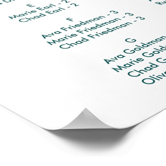 縞模様の宝石マウーブアルファベットの座席表 ポスター (角)