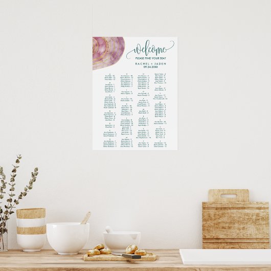 縞模様の宝石マウーブアルファベットの座席表 ポスター (キッチン)