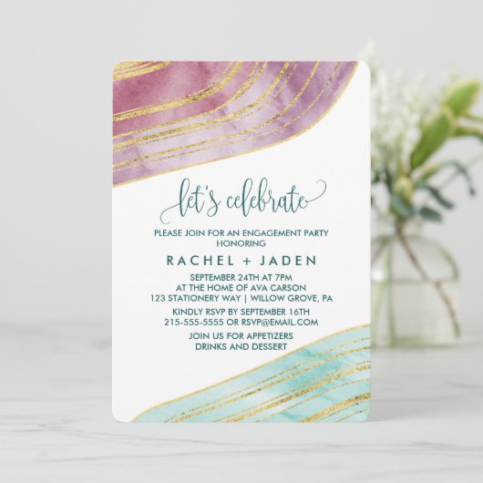 縞模様の宝石 | Mauve お祝いしよう 招待状 (スタンド正面)