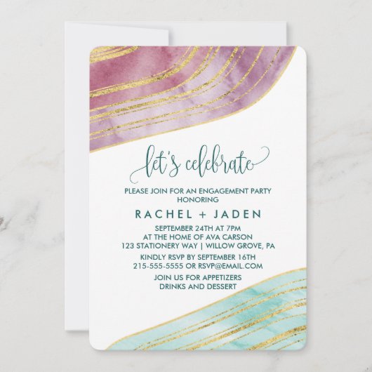 縞模様の宝石 | Mauve お祝いしよう 招待状 (正面)