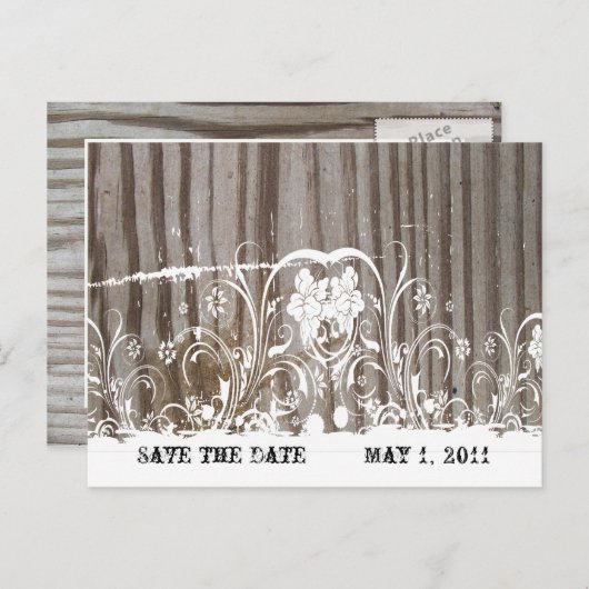 縞模様の木日付を保存 案内ポストカード (正面/裏面)