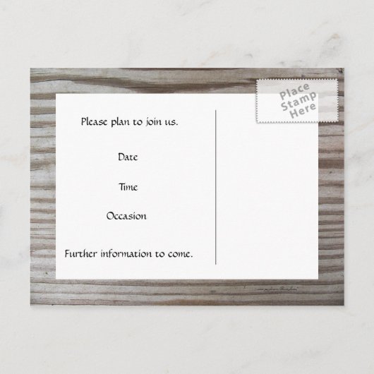 縞模様の木日付を保存 案内ポストカード (裏面)