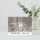 縞模様の木日付を保存 案内ポストカード (スタンド正面)