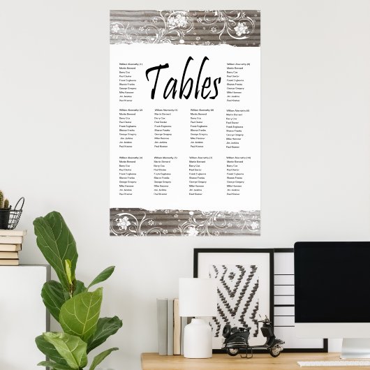 縞模様の木製シーティングチャート ポスター (ホームオフィス)