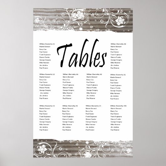 縞模様の木製シーティングチャート ポスター (正面)