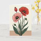 縞模様の植物画の花カード カード (黄色い花)