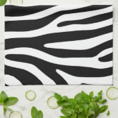 縞模様の模様が黒と白+アイディア キッチンタオル (折り畳み)