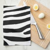 縞模様の模様が黒と白+アイディア キッチンタオル (四つ折り)