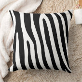 縞模様の模様が黒と白+アイディア クッション (ブランケット)
