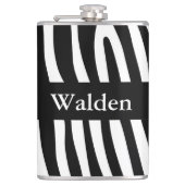 縞模様の模様が黒と白+アイディア フラスク (正面)
