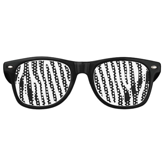 縞模様の模様が黒と白+アイディア レトロサングラス (正面)