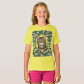 縞模様の猫とマサチューセッツのハナミズキ 3 Tシャツ (正面フル)