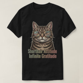 縞模様の猫のメガネ ショートヘアの態度 アート Tシャツ